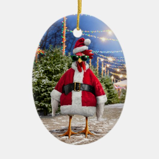 Santa Huhn Keramik Ornament (Vorne)