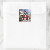 Santa Huhn Quadratischer Aufkleber (Tasche)