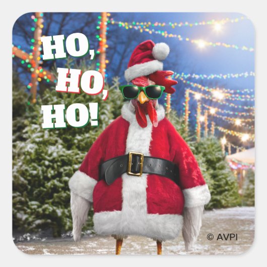 Santa Huhn Quadratischer Aufkleber (Vorderseite)