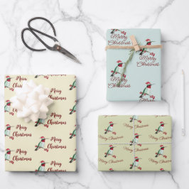 Santa Hummingbird Frohe Weihnachten Geschenkpapier Set