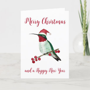 Santa Hummingbird Frohe Weihnachtskarte Feiertagskarte