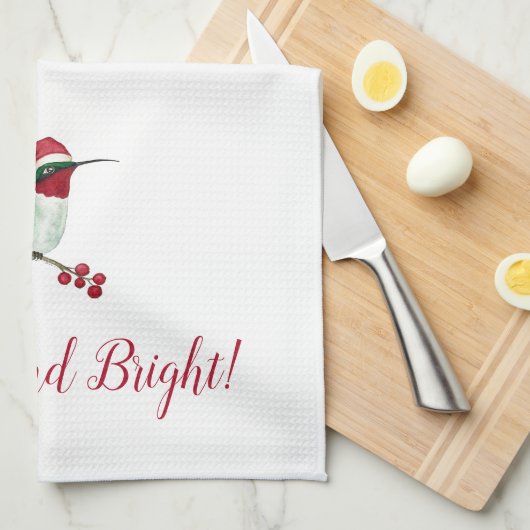 Santa Hummingbird Geschirrtuch (Viertel Falte)