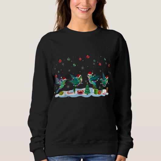 Santa Hummingbird Squad Christmas Lights Santa Hum Sweatshirt (Vorderseite)