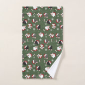 Santa Hunde auf Grün Badhandtuch Set (Handtuch)