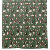 Santa Hunde auf Grün Duschvorhang (Vorderseite)