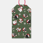 Santa Hunde auf Grün Geschenkanhänger (Vorderseite)