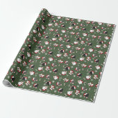 Santa Hunde auf Grün Geschenkpapier (Ungerollt)