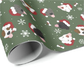 Santa Hunde auf Grün Geschenkpapier (Rolleneckpunkt)