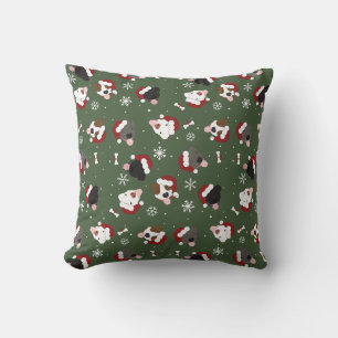 Santa Hunde auf Grün Kissen