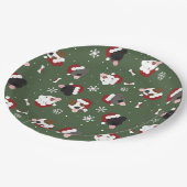 Santa Hunde auf Grün Pappteller (Schrägansicht)