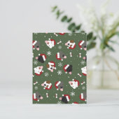 Santa Hunde auf Grün Postkarte (Stehend Vorderseite)