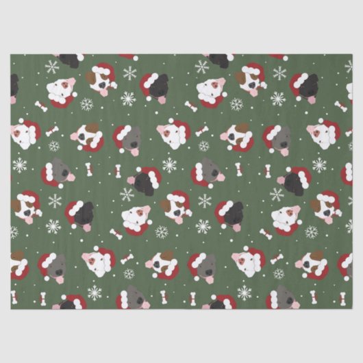 Santa Hunde auf Grün Seidenpapier (Vorderseite)