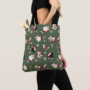 Santa Hunde auf Grün Tasche
