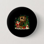 Santa Hunting Cabin Funny Christmas Better Not Ut Button (Vorderseite)