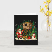 Santa Hunting Cabin Funny Christmas Better Not Ut Karte (Gelbe Blume)