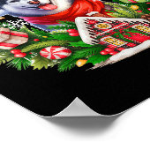Santa Husky Christmas Floral Circle Matching Owner Poster (Ecke)