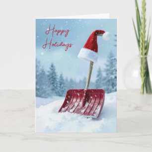 Santa Hut auf roter Schneeschaufel  Karte