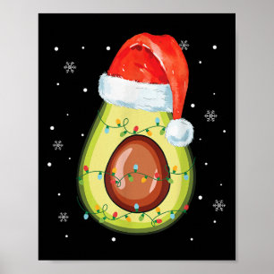 Santa Hut Avocado Frohe Weihnachten Veganer Pyjama Poster