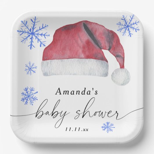 Santa Hut - Babyparty Pappteller (Vorderseite)