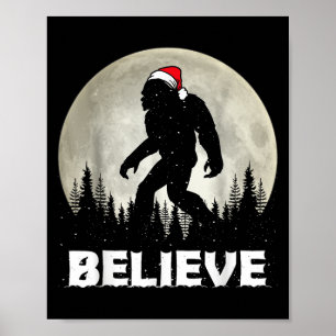 Santa Hut Bigfoot Glaub Weihnachtsbeleuchtung Rock Poster