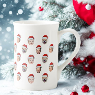Santa Hut Custom Familien-Gesicht 4 Fotos Weihnach Porzellantasse