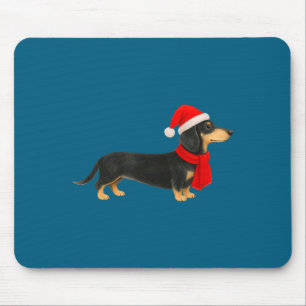 Santa-Hut-Dachshund-Weihnachten-Lustiger-süßer-Hun Mousepad