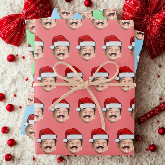 Santa-Hut-Gesicht Geschenkpapier, Benutzerdefinier Geschenkpapier Set