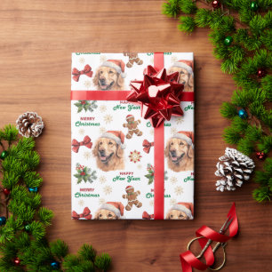 Santa-Hut Golden Retriever Hund Weihnachten Geschenkpapier