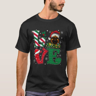 Santa Hut Liebe Deutscher Schäferhund Hund Weihnac T-Shirt