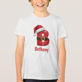 Santa-Hut-Monogramm Buchstabe B Weihnachtsalphabet Tri-Blend Shirt