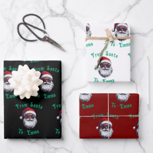 Santa-Hut-Name-Geschenkverpackung, Benutzerdefinie Geschenkpapier Set