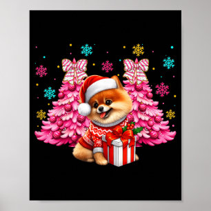 Santa-Hut Pomeranian Weihnachten Welpe Hund Xmas J Poster