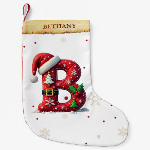 Santa Hut Rot Weihnachten Buchstabe B Name Kleiner Weihnachtsstrumpf