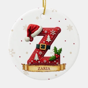 Santa Hut Rot Weihnachten Buchstabe Z Name Keramik Ornament