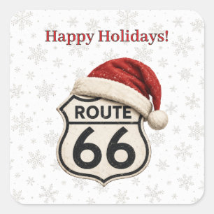 Santa-Hut Route 66 Weihnachtsfreude Quadratischer Aufkleber