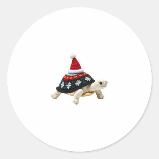 Santa-Hut-Schildkröte - Vintage Meeresschildkröte  Runder Aufkleber
