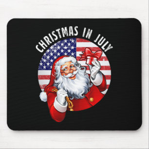 Santa Hut Usa Flag Sommerparty Lustiges Weihnachte Mousepad