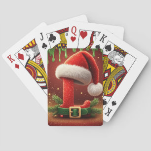 Santa-Hut-Weihnachten-Buchstabe L Spielkarten