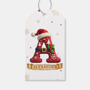 Santa Hut Weihnachten Rot Buchstabe A Name Geschenkanhänger