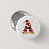 Santa Hut Weihnachtsmann Buchstabe A Name Button (Vorne & Hinten)