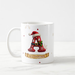 Santa Hut Weihnachtsmann Rot Buchstabe A Name Kaffeetasse