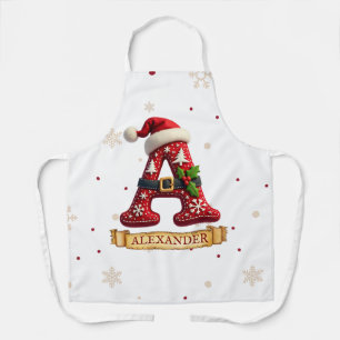 Santa Hut Weihnachtsmann Rot Buchstabe A Name Schürze