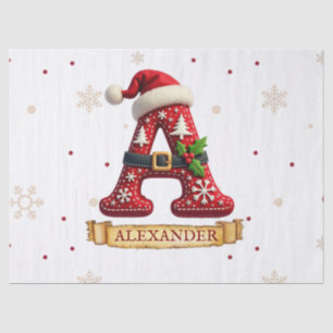 Santa Hut Weihnachtsmann Rot Buchstabe A Name Seidenpapier