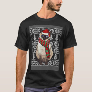 Santa-Hut Xmas Siamesischer Katze Hässliches Weihn T-Shirt