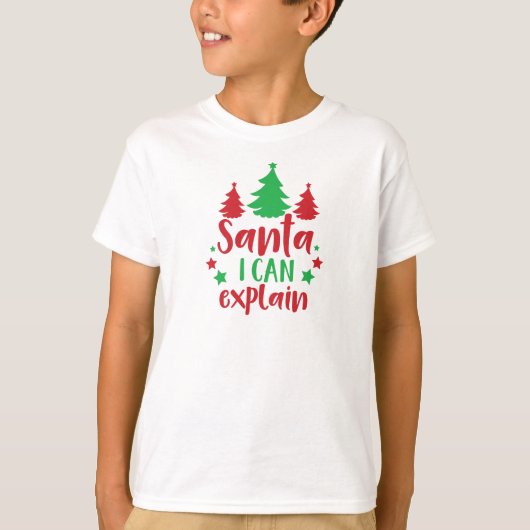 Santa I kann erklären, Bäume, Sterne, Weihnachten, T-Shirt (Vorderseite)