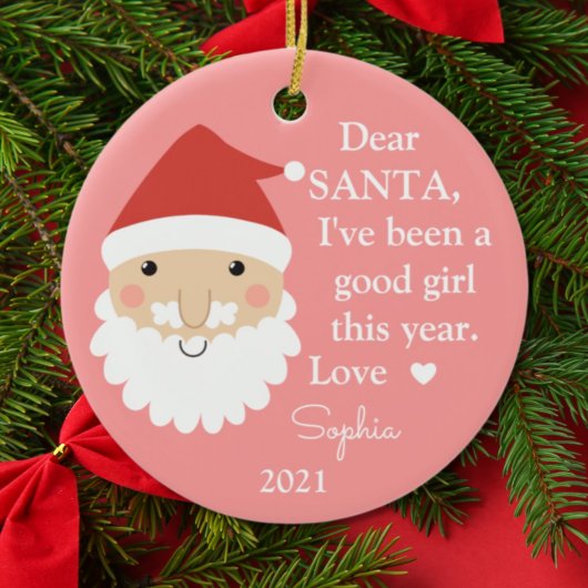 Santa I war ein gutes Girl-Foto Weihnachten Keramik Ornament