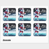 Santa Ice Skaten im Winter Fest Quadratischer Aufkleber (Blatt)