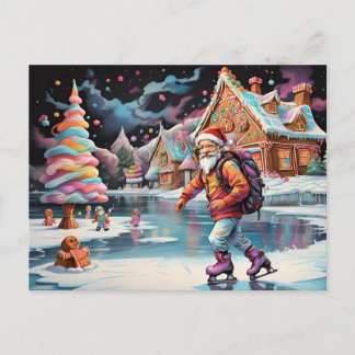 Santa ice Skaten Psychedelic Feiertagspostkarte