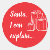Santa, ich kann erklären... Script Runder Aufkleber (Vorderseite)