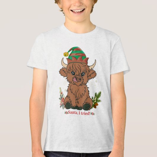 Santa, ich versuchte - Adorable Weihnachtskühe Tri-Blend Shirt (Vorderseite)